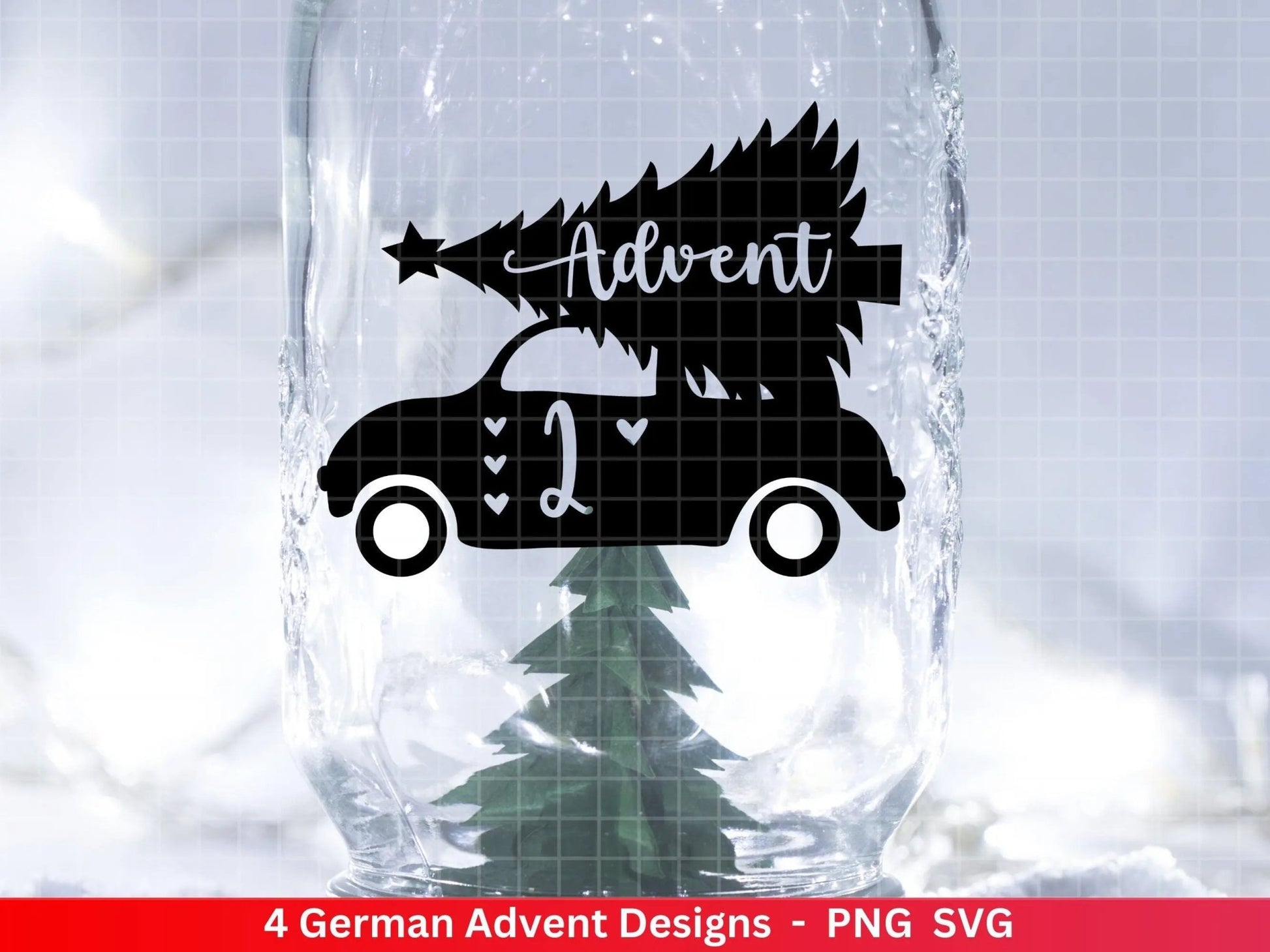 Plotterdatei Weihnachten - Adventszahlen - Weihnachtsauto - Tannebaum - EmidaDesign