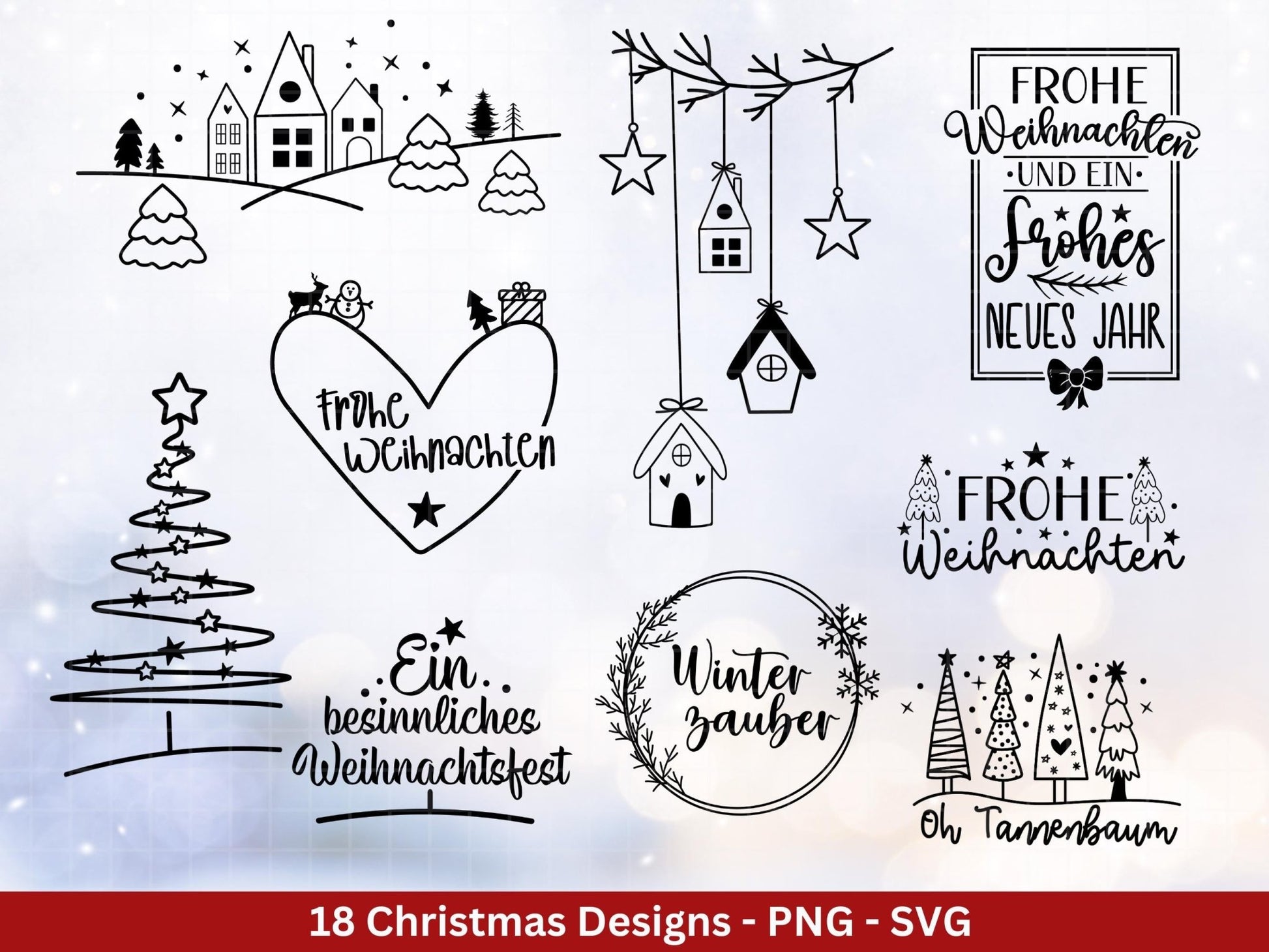 Plotterdatei Weihnachten - Frohe Weihnachten svg - Deutsche Weihnachtssprüche - Laserdatei Weihnachten - Winterzauber - Winter svg - Cricut - EmidaDesign