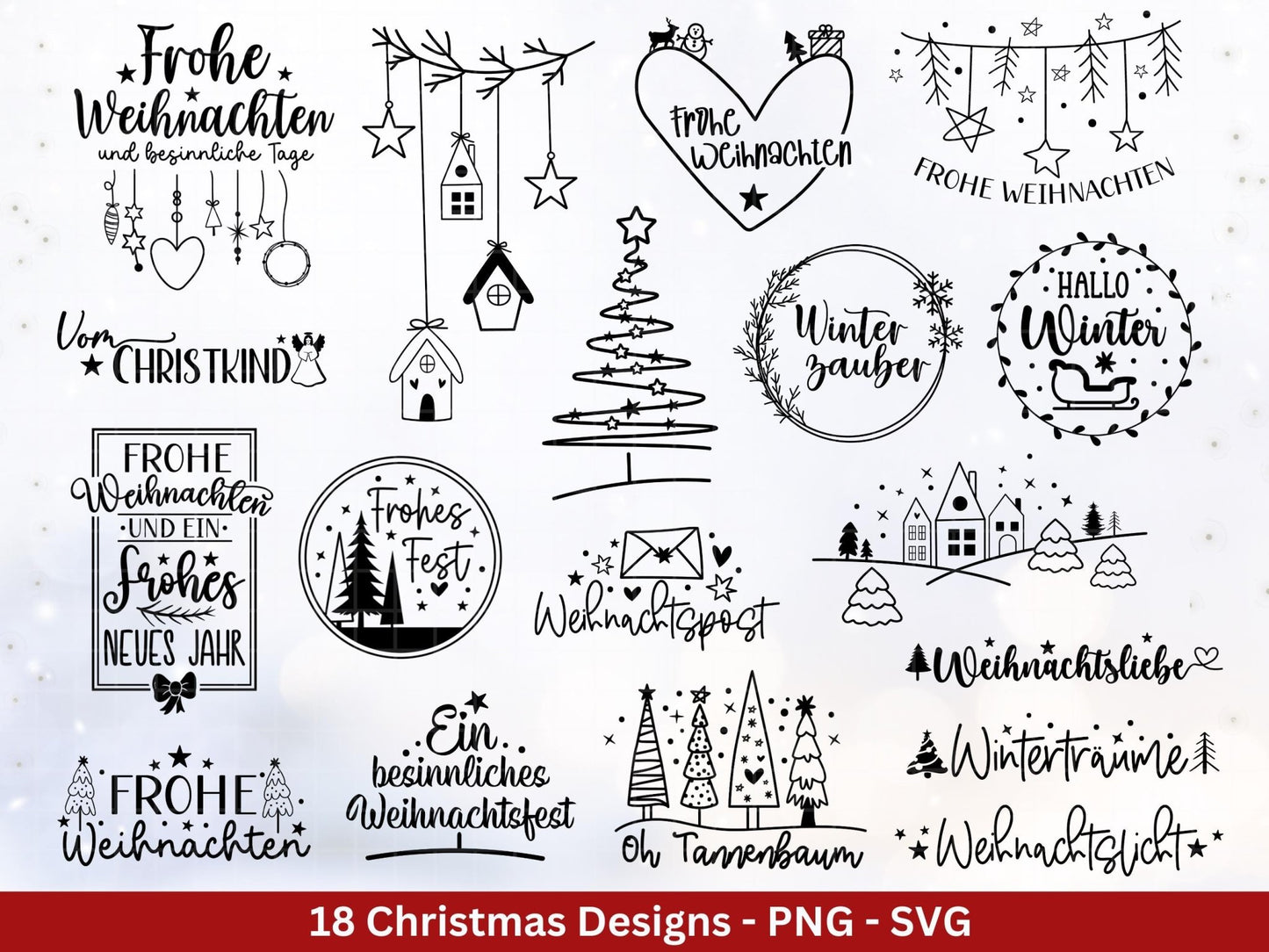 Plotterdatei Weihnachten - Frohe Weihnachten svg - Deutsche Weihnachtssprüche - Laserdatei Weihnachten - Winterzauber - Winter svg - Cricut - EmidaDesign