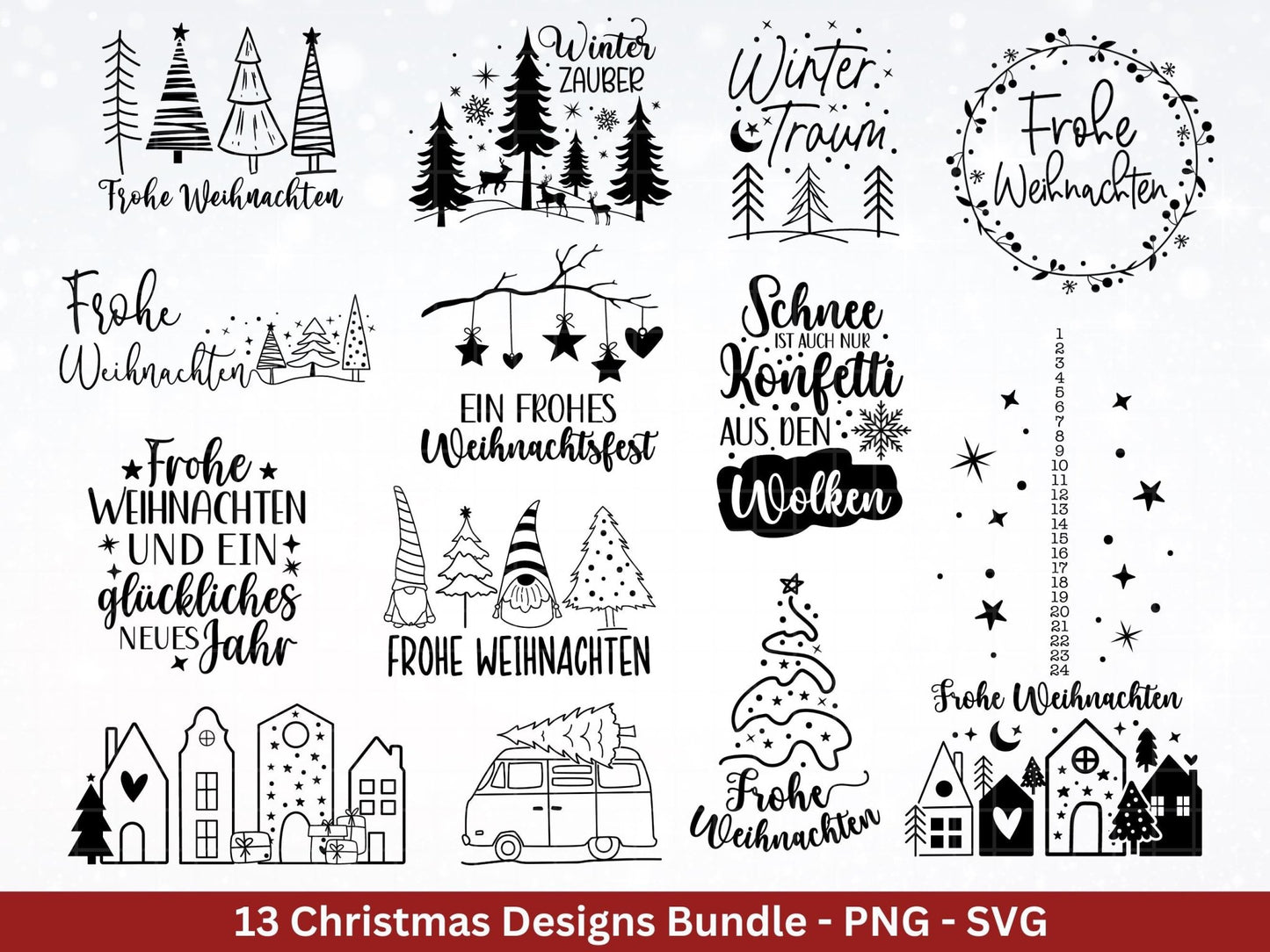 Plotterdatei Weihnachten - Frohe Weihnachten svg - Deutsche Weihnachtssprüche - Laserdatei Weihnachten - Winterzauber - Winter svg - Cricut - EmidaDesign