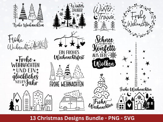 Plotterdatei Weihnachten - Frohe Weihnachten svg - Deutsche Weihnachtssprüche - Laserdatei Weihnachten - Winterzauber - Winter svg - Cricut - EmidaDesign