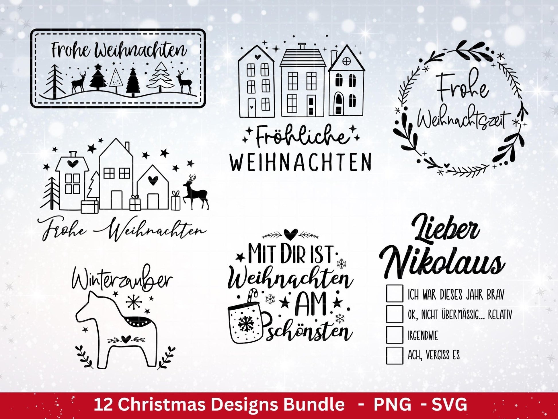 Plotterdatei Weihnachten - Frohe Weihnachten svg - Schriftzüge Weihnachten deutsch - Cricut svg - Weihnachten svg - Laserdatei Weihnachten - EmidaDesign