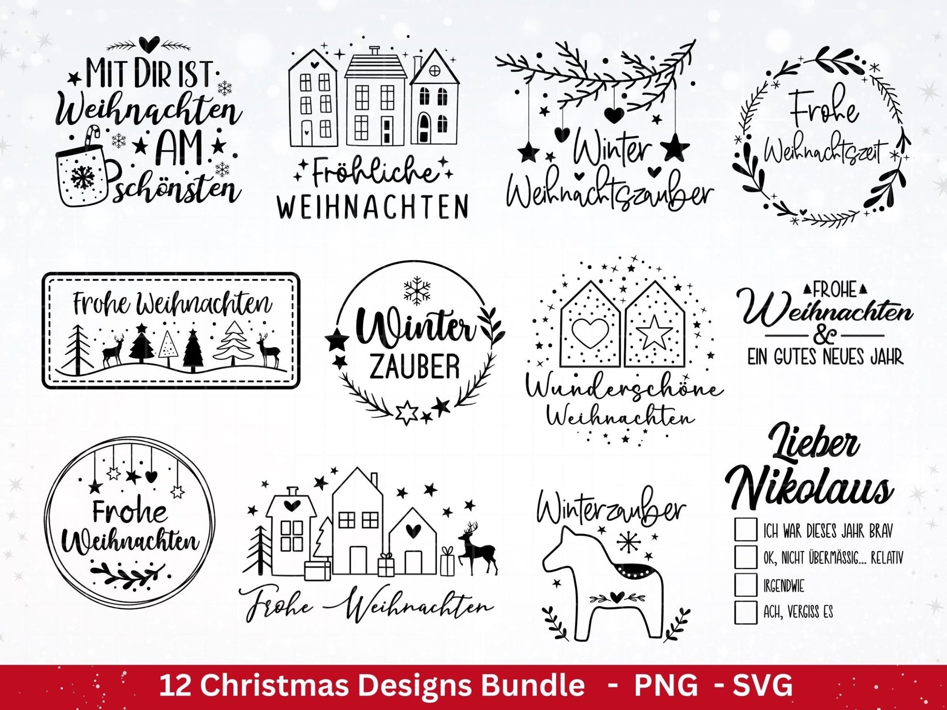 Plotterdatei Weihnachten - Frohe Weihnachten svg - Schriftzüge Weihnachten deutsch - Cricut svg - Weihnachten svg - Laserdatei Weihnachten - EmidaDesign