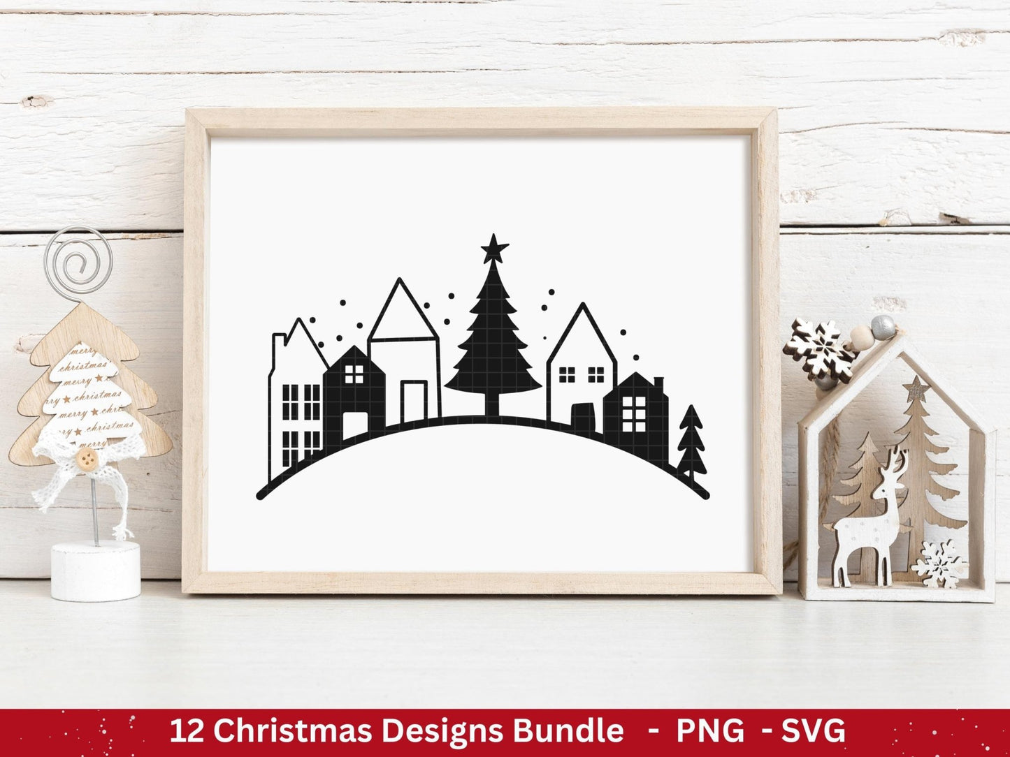 Plotterdatei Weihnachten - Frohe Weihnachten svg - Schriftzüge Weihnachten deutsch - Silhouette Cricut - Hirsch svg - Laserdatei Weihnachten - EmidaDesign