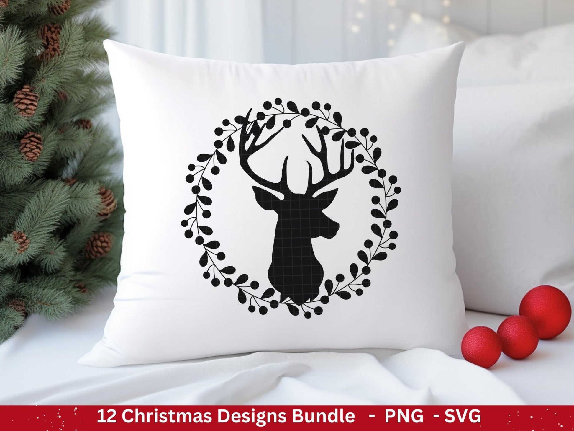 Plotterdatei Weihnachten - Frohe Weihnachten svg - Schriftzüge Weihnachten deutsch - Silhouette Cricut - Hirsch svg - Laserdatei Weihnachten - EmidaDesign