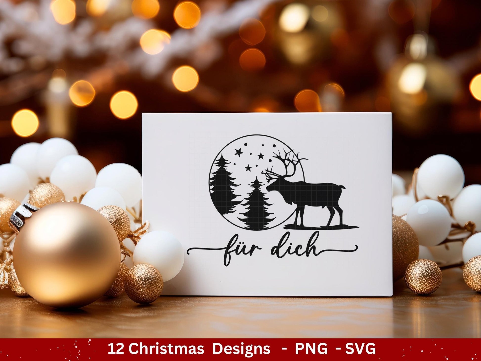 Plotterdatei Weihnachten - Frohe Weihnachten svg - Schriftzüge Weihnachten deutsch - Silhouette Cricut - Hirsch svg - Laserdatei Weihnachten - EmidaDesign