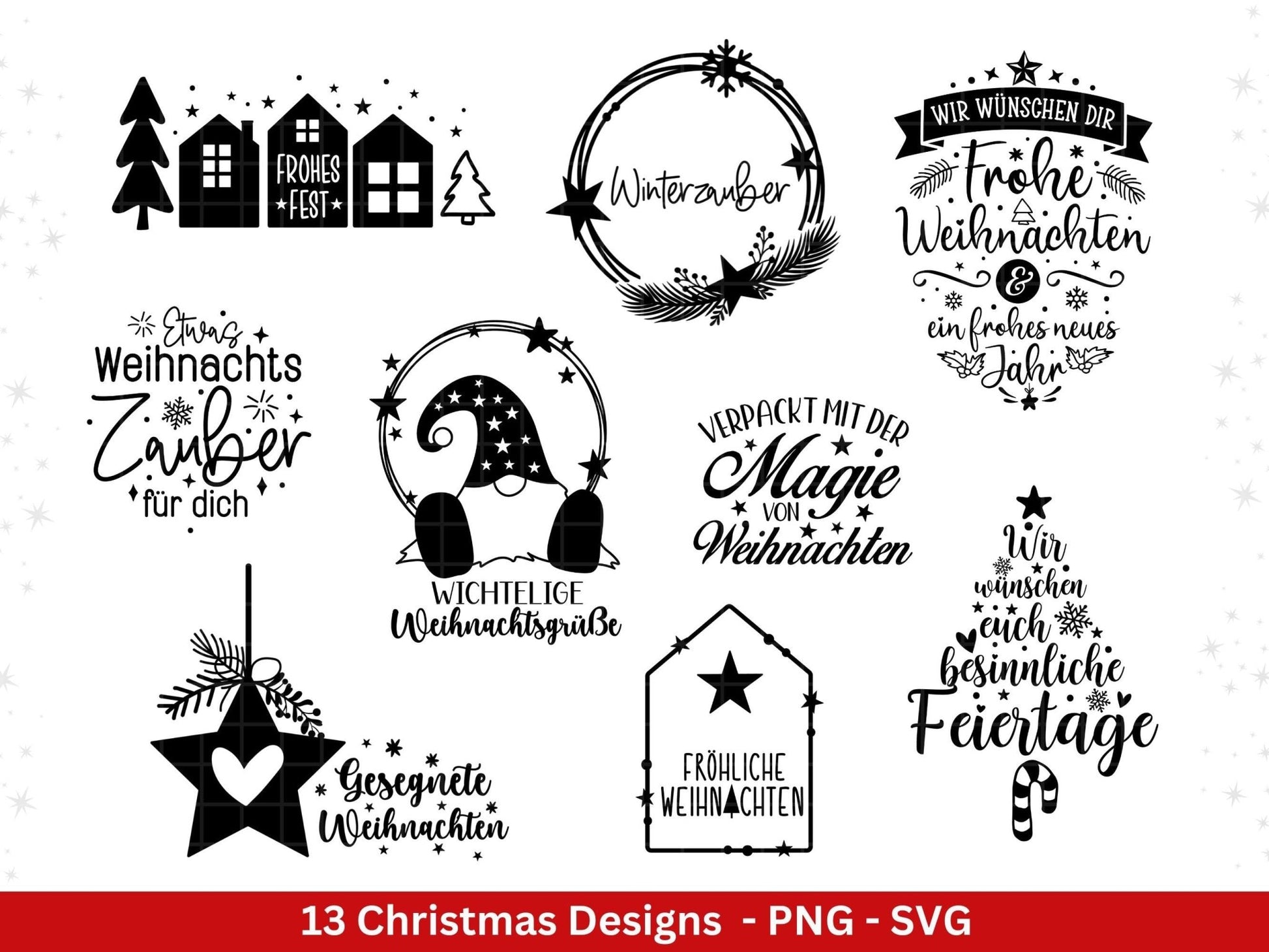 Plotterdatei Weihnachten - Frohe Weihnachten svg - Schriftzüge Weihnachten deutsch - Silhouette Cricut - Weihnachtshäuser svg - Tannenbaum - EmidaDesign