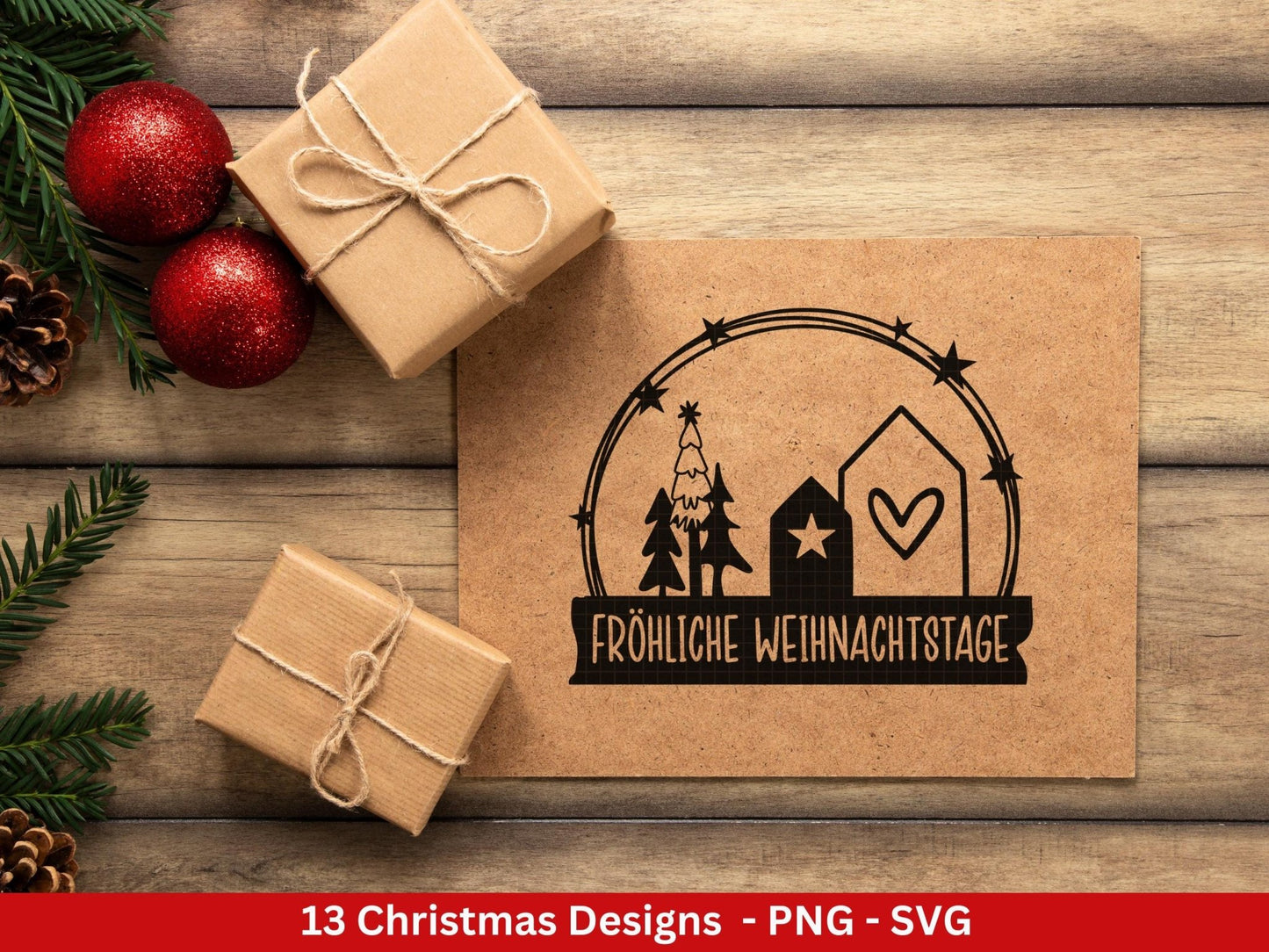 Plotterdatei Weihnachten - Frohe Weihnachten svg - Schriftzüge Weihnachten deutsch - Silhouette Cricut - Weihnachtshäuser svg - Tannenbaum - EmidaDesign