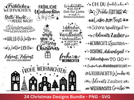 Plotterdatei Weihnachten - Frohe Weihnachten svg - Schriftzüge Weihnachten deutsch - Silhouette Cricut - Weihnachtshäuser svg - Tannenbaum - EmidaDesign