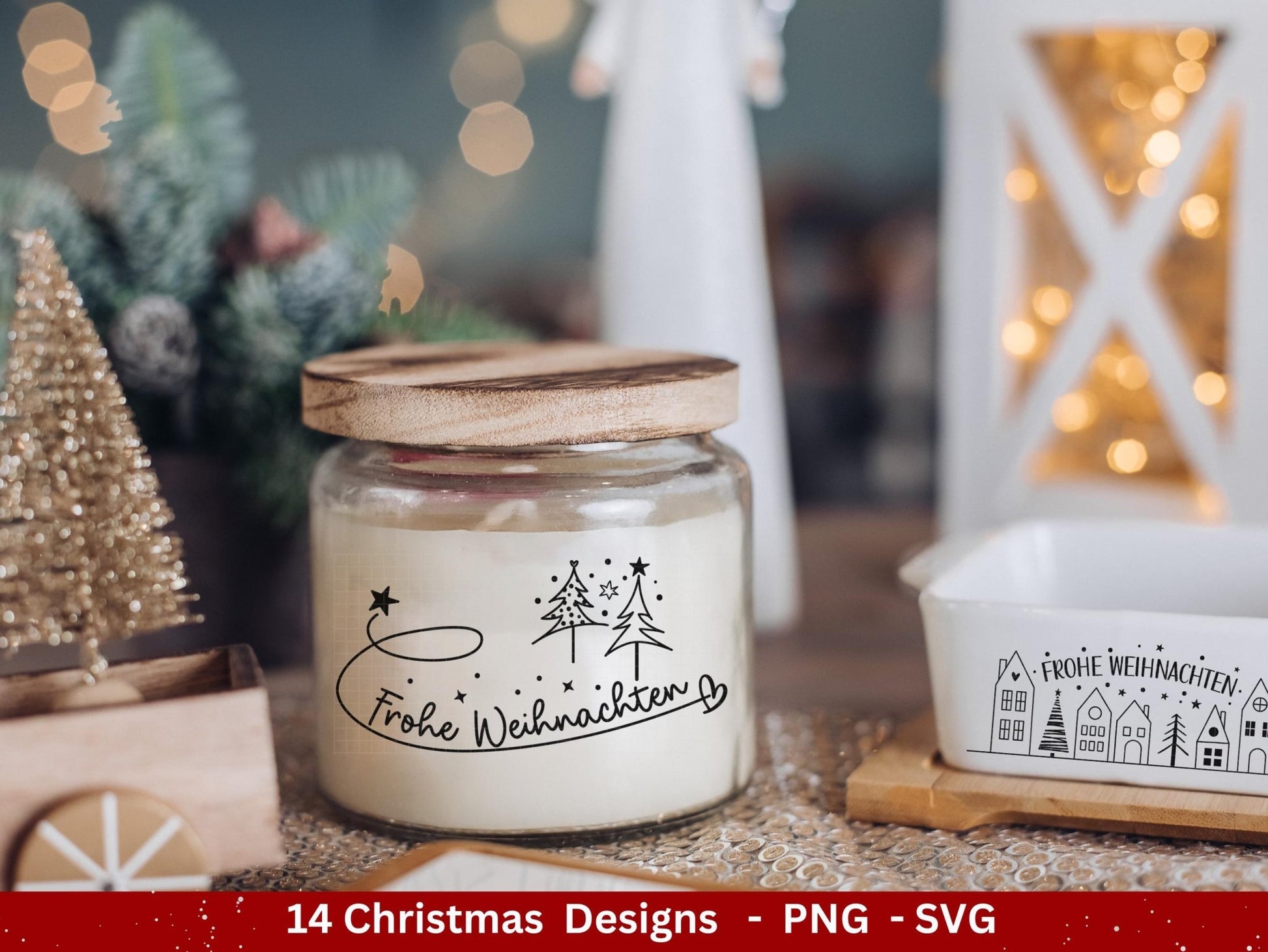 Plotterdatei Weihnachten - Frohe Weihnachten svg - Schriftzüge Weihnachten deutsch - Silhouette Cricut - Weihnachtshäuser svg - Tannenbaum - EmidaDesign