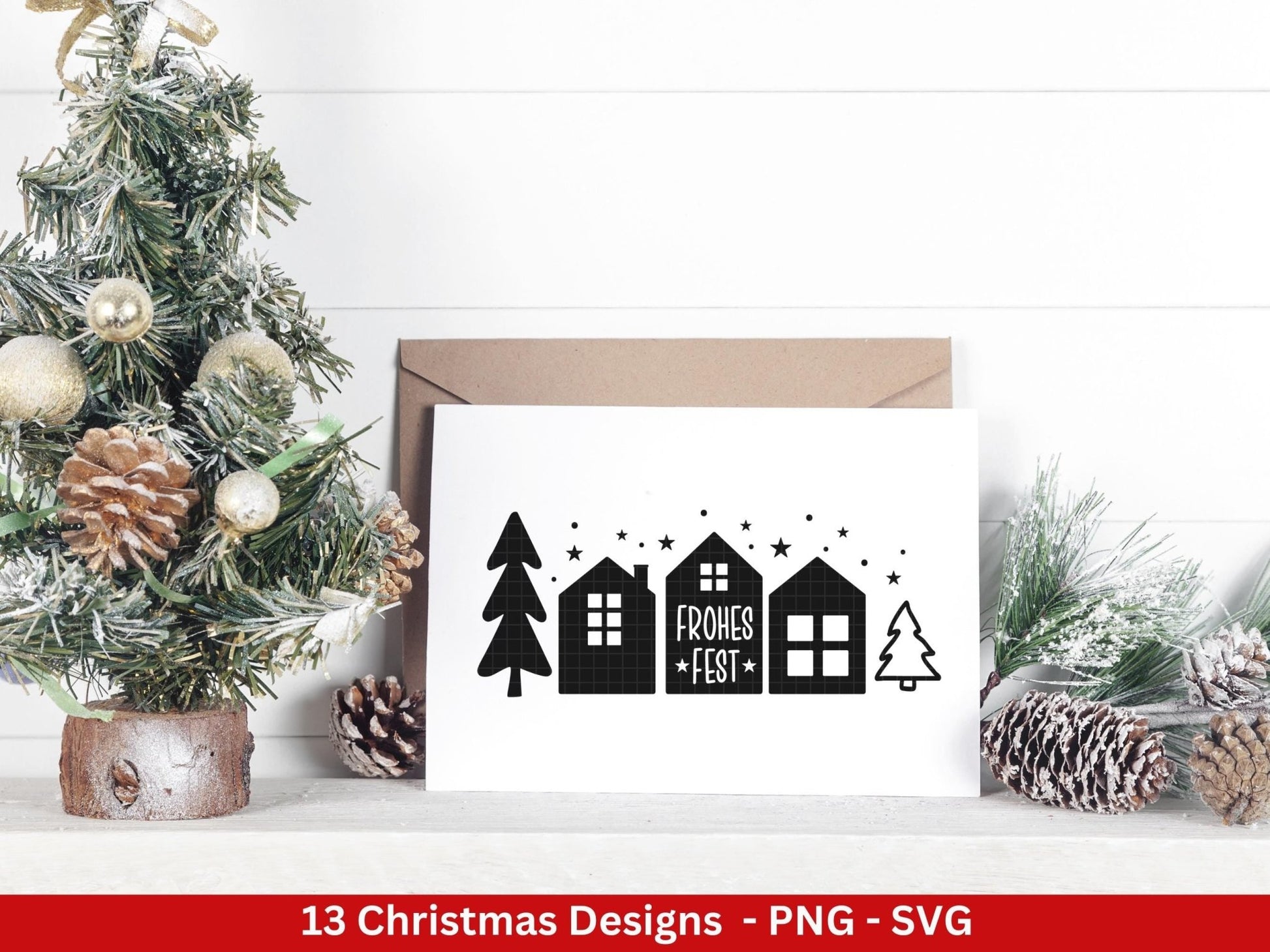 Plotterdatei Weihnachten - Frohe Weihnachten svg - Schriftzüge Weihnachten deutsch - Silhouette Cricut - Weihnachtshäuser svg - Tannenbaum - EmidaDesign