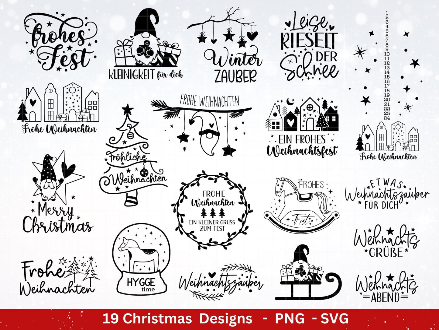 Plotterdatei Weihnachten - Frohe Weihnachten svg - Schriftzüge Weihnachten deutsch - Silhouette Cricut - Wichtel svg - Laserdatei Weihnachten - EmidaDesign