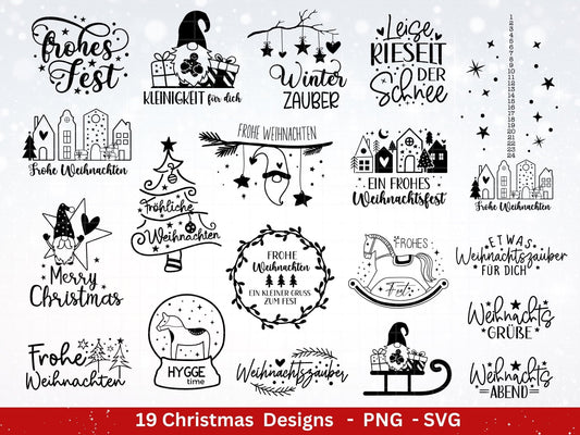 Plotterdatei Weihnachten - Frohe Weihnachten svg - Schriftzüge Weihnachten deutsch - Silhouette Cricut - Wichtel svg - Laserdatei Weihnachten - EmidaDesign