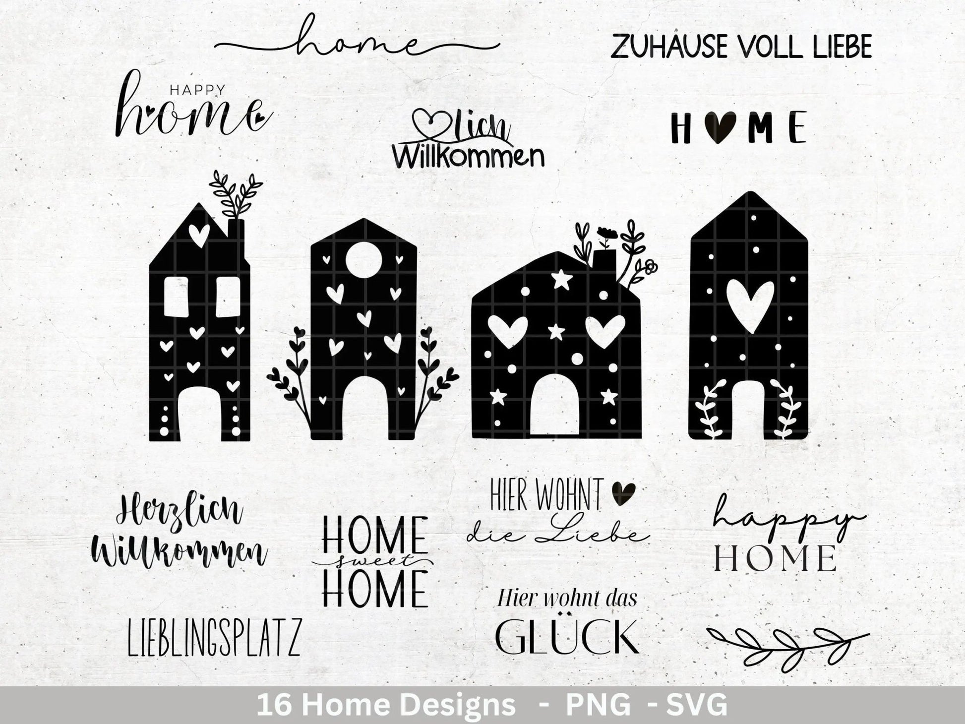 Plotterdatei Weihnachten Häuser svg - Zuhause Schriftzug Sprüche svg - Home Plotterdatei - Cricut Silhouette Studio Plotterdatei - EmidaDesign