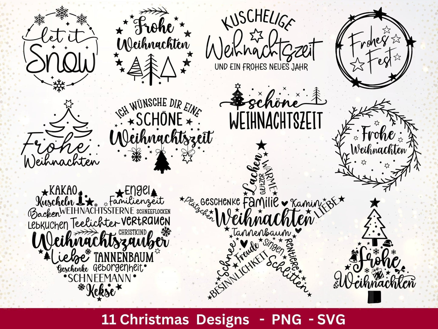 Plotterdatei Weihnachten - Plotterdatei Sprüche - Schriftzüge Weihnachten deutsch - Weihnachten svg - Laserdatei Weihnachten - Cricut - EmidaDesign