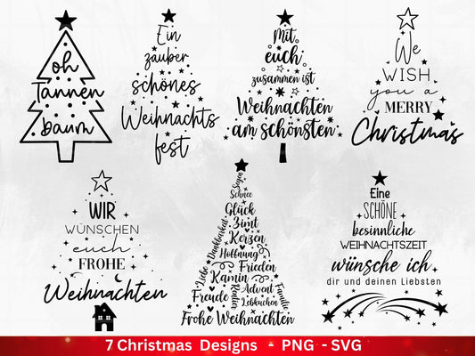 Plotterdatei Weihnachten - Tannenbaum Svg - Schriftzüge Weihnachten deutsch - Silhouette Cricut - Weihnachtsbaum Svg - Weihnachten svg - EmidaDesign