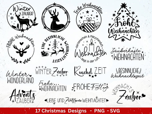 Plotterdatei Weihnachten - Weihnachten Schriftzüge - Frohe Weihnachten svg - Winterzauber svg - Cricut Silhouette - Laserdatei Weihnachten - EmidaDesign