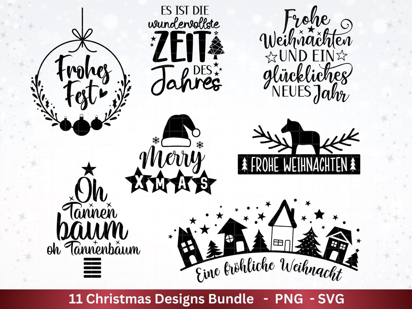 Plotterdatei Weihnachten - Weihnachten Schriftzüge - Frohe Weihnachten svg - Winterzauber svg - Cricut Silhouette - Laserdatei Weihnachten - EmidaDesign