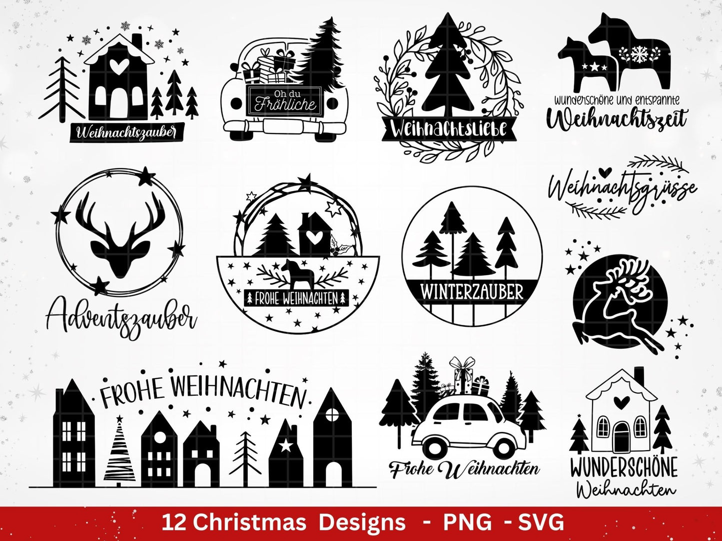 Plotterdatei Weihnachten - Weihnachten svg - Schriftzüge Weihnachten deutsch - Cricut svg - Weihnachtshäuser svg - Laserdatei Weihnachten - EmidaDesign