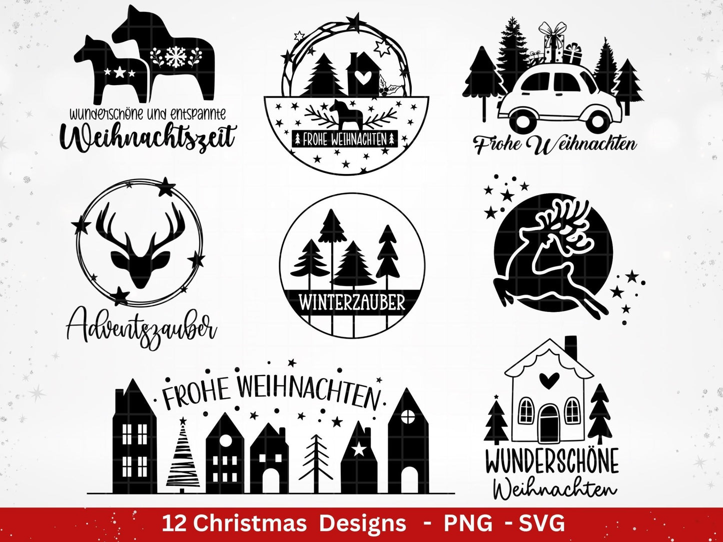 Plotterdatei Weihnachten - Weihnachten svg - Schriftzüge Weihnachten deutsch - Cricut svg - Weihnachtshäuser svg - Laserdatei Weihnachten - EmidaDesign