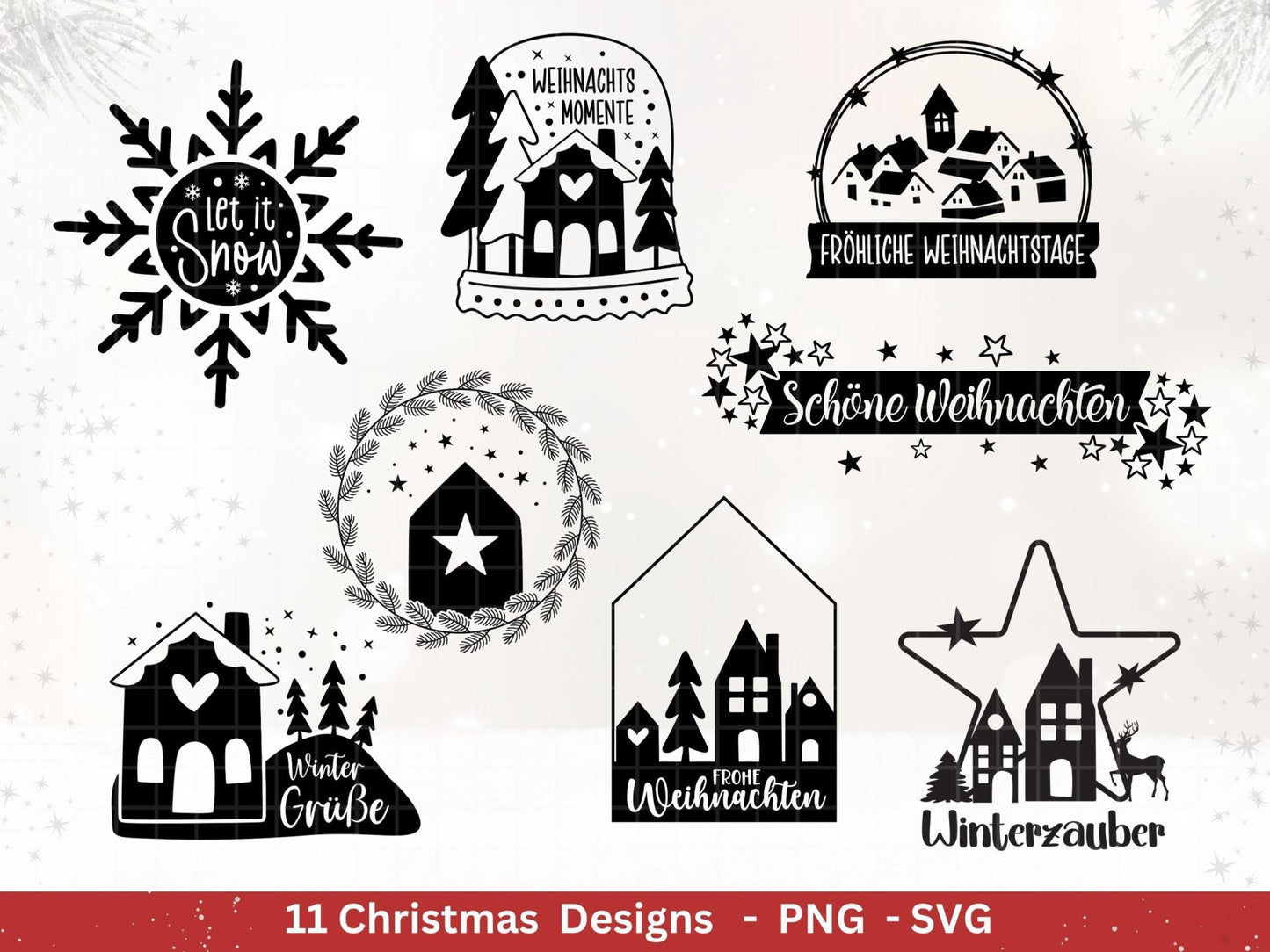 Plotterdatei Weihnachten - Weihnachtshäuser svg - Schriftzüge Weihnachten deutsch - Weihnachten svg - Laserdatei Weihnachten - Cricut svg - EmidaDesign