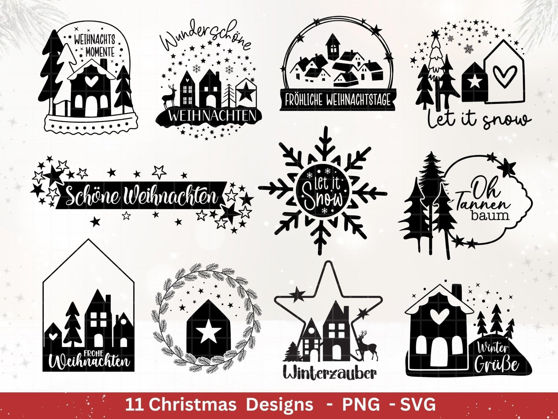 Plotterdatei Weihnachten - Weihnachtshäuser svg - Schriftzüge Weihnachten deutsch - Weihnachten svg - Laserdatei Weihnachten - Cricut svg - EmidaDesign