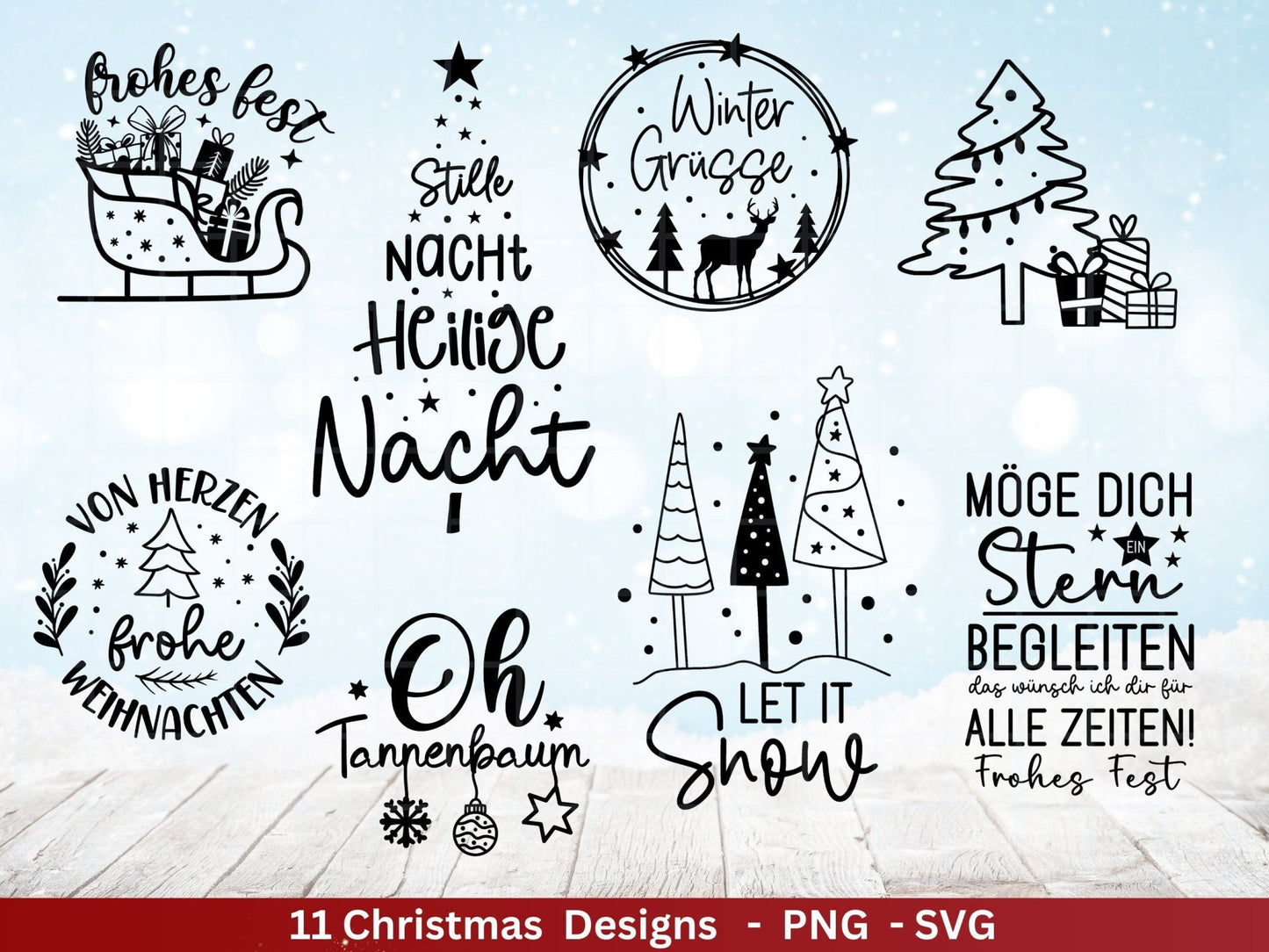 Plotterdatei Weihnachten - Winterzauber svg - Schriftzüge Weihnachten deutsch - Silhouette Cricut Oh Tannenbaum svg - Plotterdatei Advent - EmidaDesign