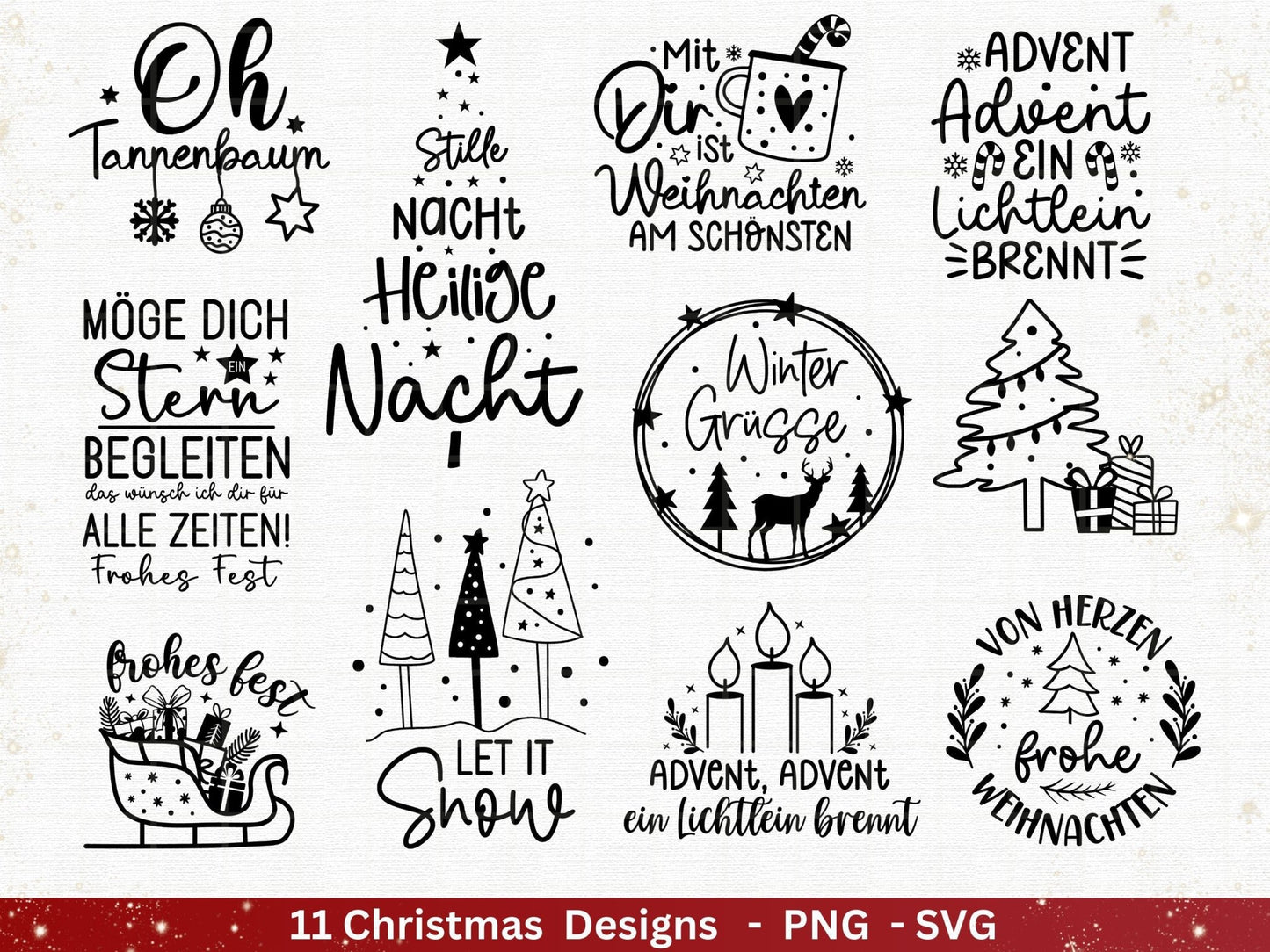 Plotterdatei Weihnachten - Winterzauber svg - Schriftzüge Weihnachten deutsch - Silhouette Cricut Oh Tannenbaum svg - Plotterdatei Advent - EmidaDesign