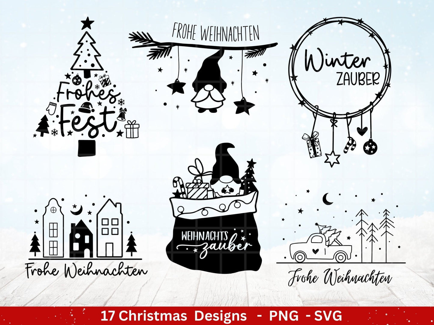 Plotterdatei Weihnachten - Winterzauber svg - Schriftzüge Weihnachten deutsch - Silhouette Cricut - Wichtel svg - Plotterdatei Advent - EmidaDesign