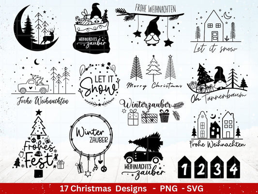 Plotterdatei Weihnachten - Winterzauber svg - Schriftzüge Weihnachten deutsch - Silhouette Cricut - Wichtel svg - Plotterdatei Advent - EmidaDesign