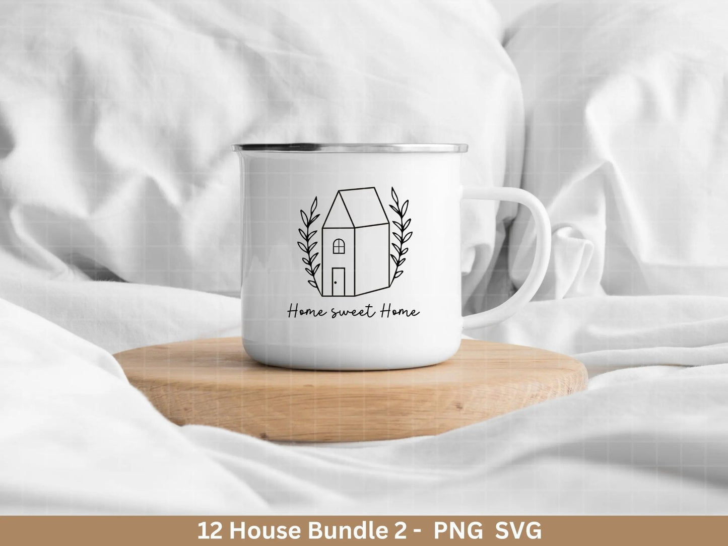 Plotterdatei Willkommen Home svg - Zuhause Schriftzug svg - Clipart Plotterdatei Deutsch - Cricut Silhouette Studio - Blumenhäuser svg - EmidaDesign