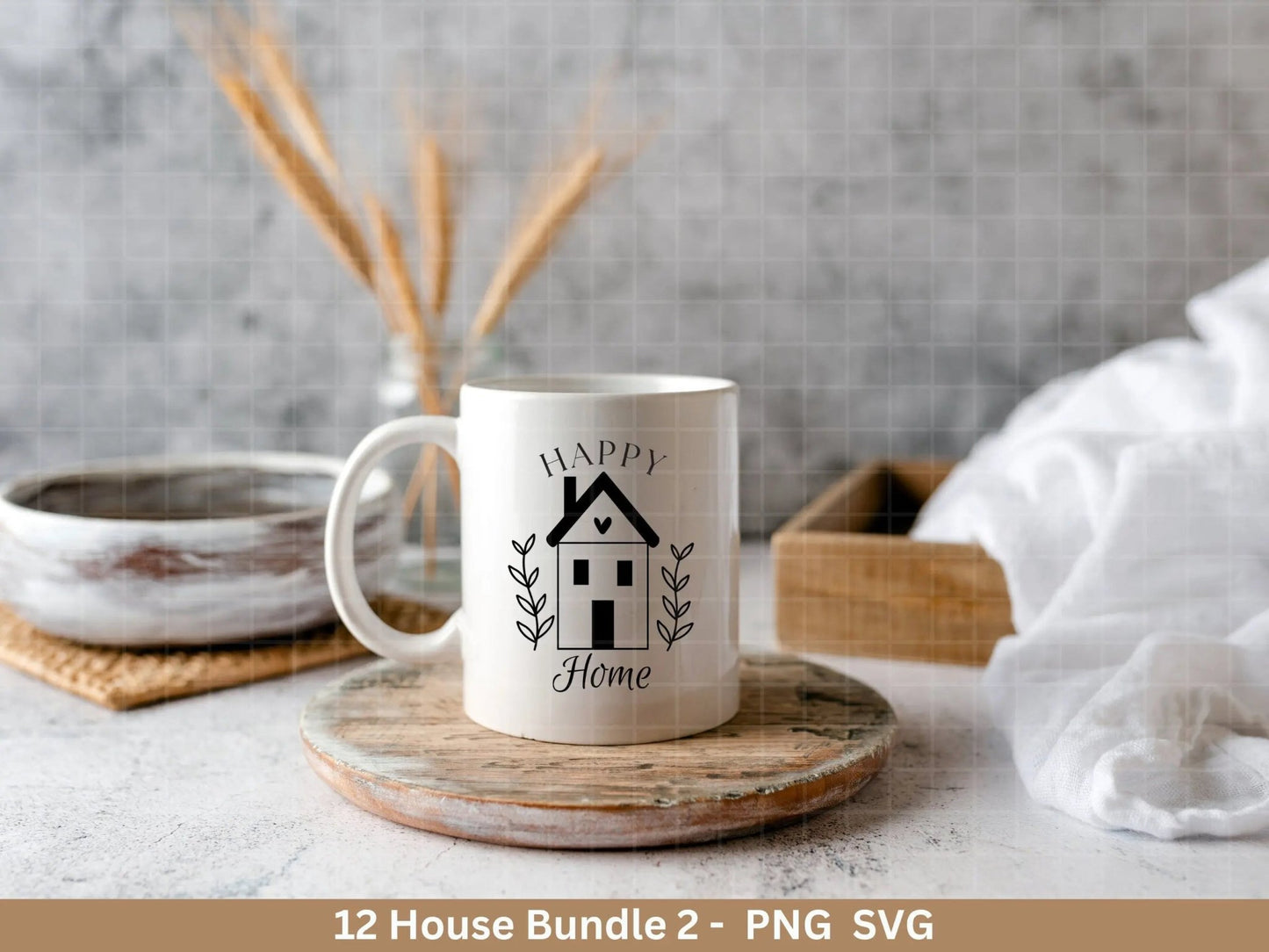 Plotterdatei Willkommen Home svg - Zuhause Schriftzug svg - Clipart Plotterdatei Deutsch - Cricut Silhouette Studio - Blumenhäuser svg - EmidaDesign