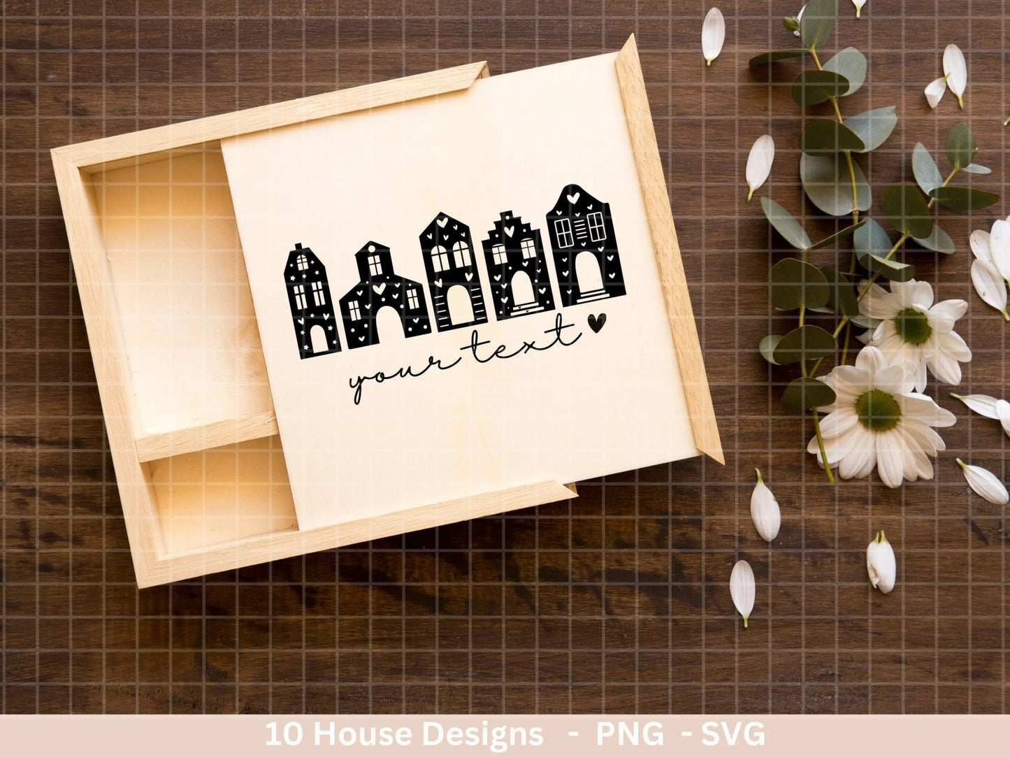 Plotterdatei Winterhäuschen svg - Home Plotterdatei - Clipart Plotterdatei - Cricut Silhouette Studio Schneidedatei - Herzchen Häuser - EmidaDesign