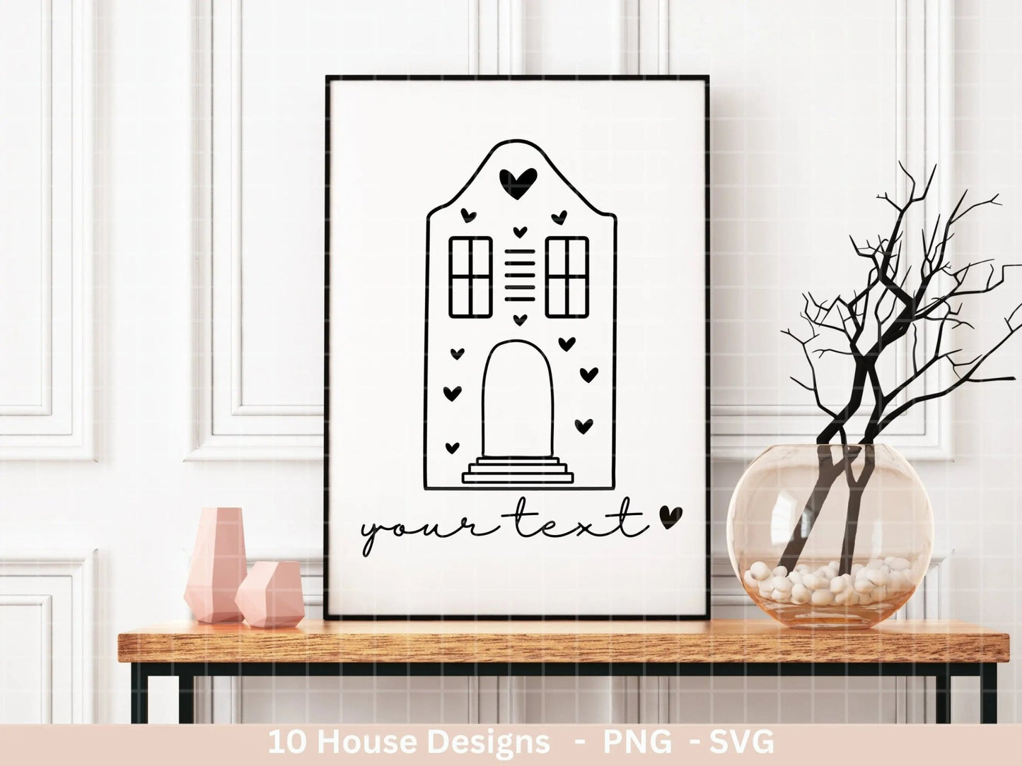 Plotterdatei Winterhäuschen svg - Home Plotterdatei - Clipart Plotterdatei - Cricut Silhouette Studio Schneidedatei - Herzchen Häuser - EmidaDesign