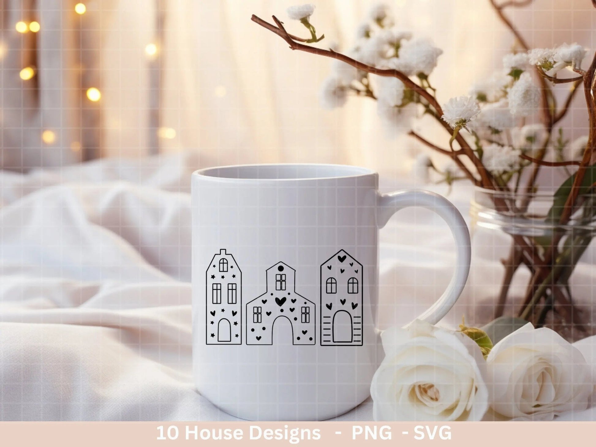 Plotterdatei Winterhäuschen svg - Home Plotterdatei - Clipart Plotterdatei - Cricut Silhouette Studio Schneidedatei - Herzchen Häuser - EmidaDesign