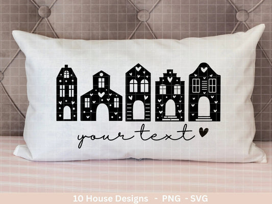 Plotterdatei Winterhäuschen svg - Home Plotterdatei - Clipart Plotterdatei - Cricut Silhouette Studio Schneidedatei - Herzchen Häuser - EmidaDesign