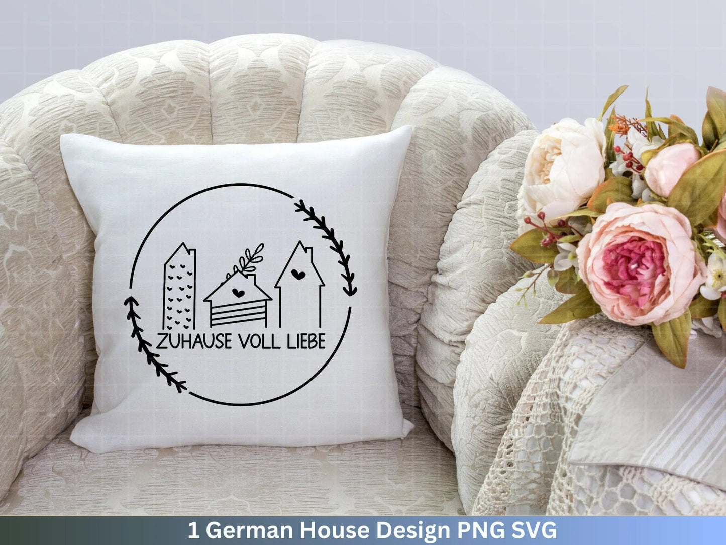 Plotterdatei Zuhause voll Liebe Svg, Home Svg, deutsche Sprüche Zuhause, Home Deko Svg, Cricut Plotterdateien , DIY , Häuser svg - EmidaDesign