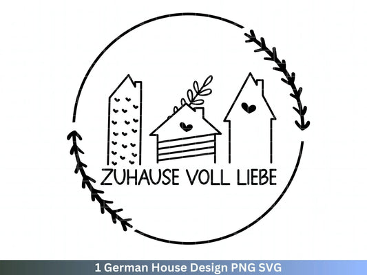 Plotterdatei Zuhause voll Liebe Svg, Home Svg, deutsche Sprüche Zuhause, Home Deko Svg, Cricut Plotterdateien , DIY , Häuser svg - EmidaDesign