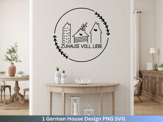 Plotterdatei Zuhause voll Liebe Svg, Home Svg, deutsche Sprüche Zuhause, Home Deko Svg, Cricut Plotterdateien , DIY , Häuser svg - EmidaDesign