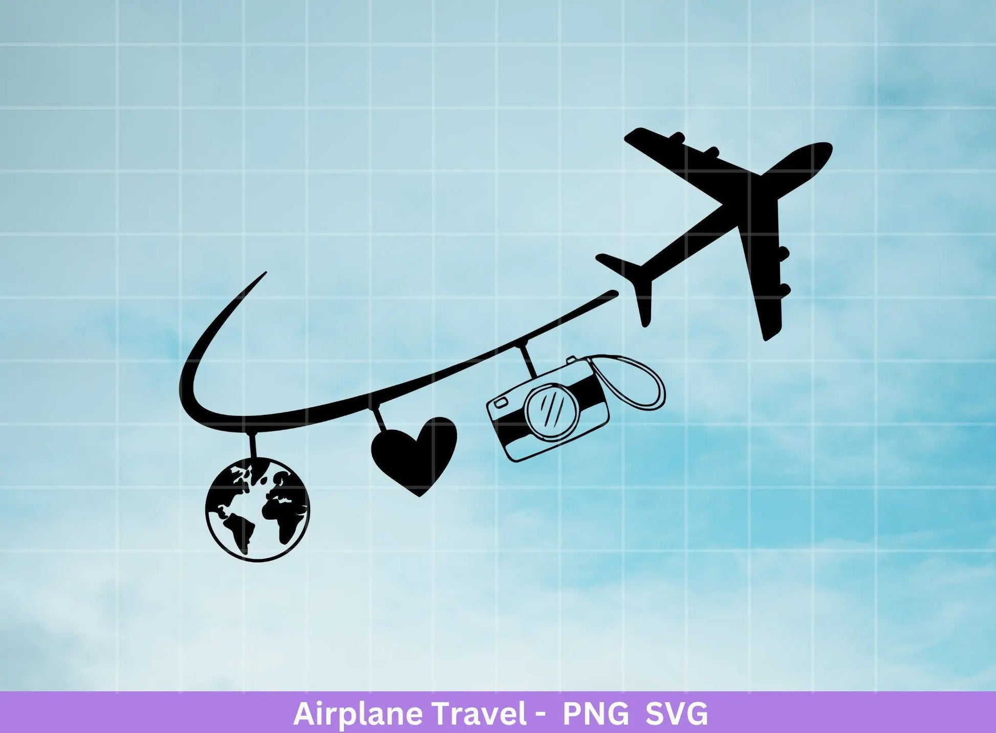 Reisen Plotterdatei svg - Flugzeug Herz svg - Liebe Flugzeug - Koffer svg - Herz Flugzeug svg - Urlaub svg - Weltreise svg Ballonreise svg - EmidaDesign