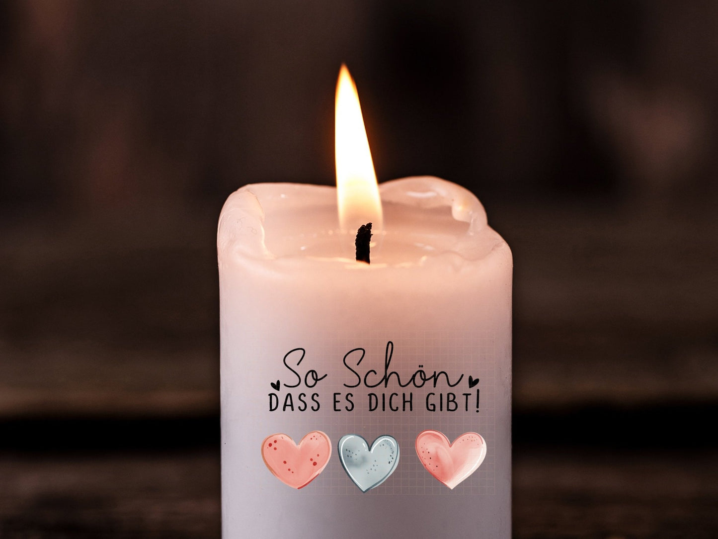 Schön dass es dich gibt PDF Vorlage - Kerzen Tattoo - Kerzen selbst gestalten - Kerzensticker von Herzen - Mit Liebe - Danke für alles - EmidaDesign