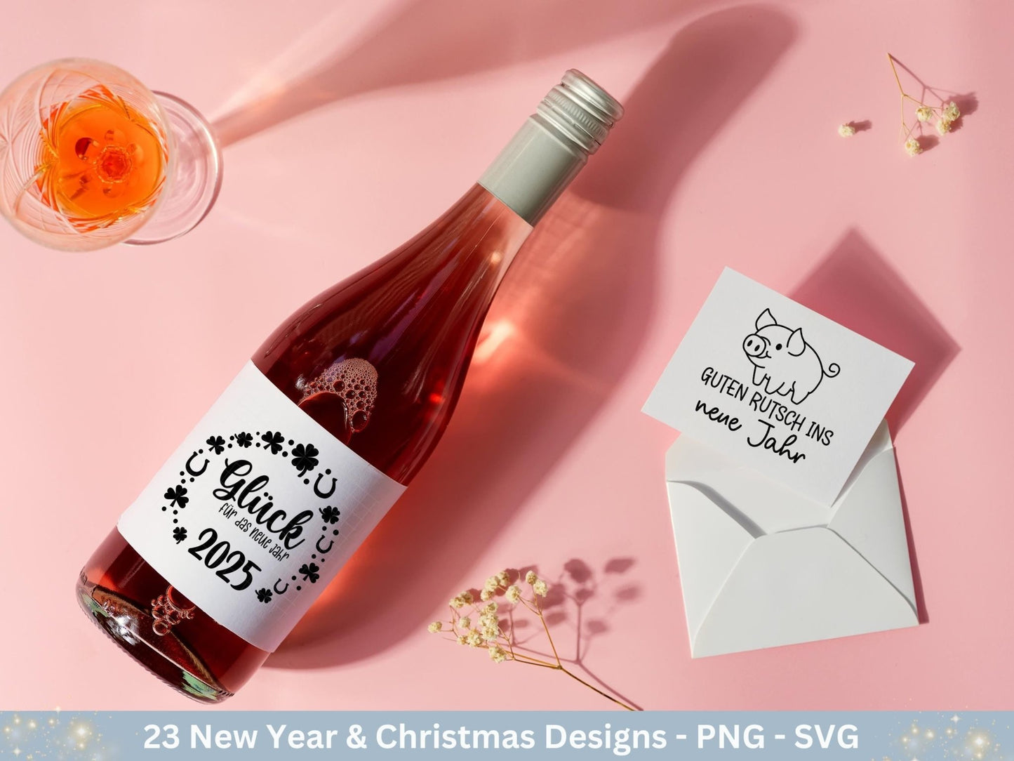 Silvester Plotterdatei - Deutsche Sprüche Svg - Weihnachten Svg - Frohes Neues Jahr 2025 - Silvester Laserdatei - Glücksschwein svg - Glück - EmidaDesign