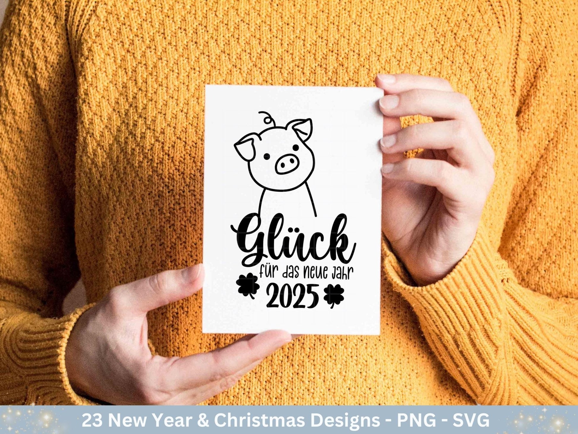 Silvester Plotterdatei - Deutsche Sprüche Svg - Weihnachten Svg - Frohes Neues Jahr 2025 - Silvester Laserdatei - Glücksschwein svg - Glück - EmidaDesign