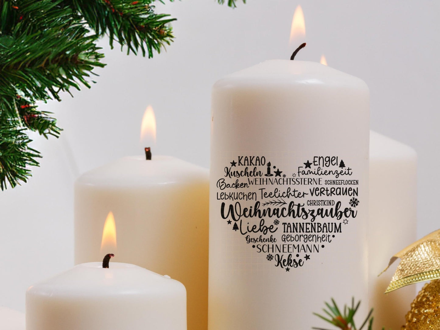 Stumpenkerzen Weihnachten PDF - Kerzentattoo Vorlage - Kerzensticker - Weihnachtszauber - Adventskerzen - Winterlicht - Rub ons Weihnachten - EmidaDesign