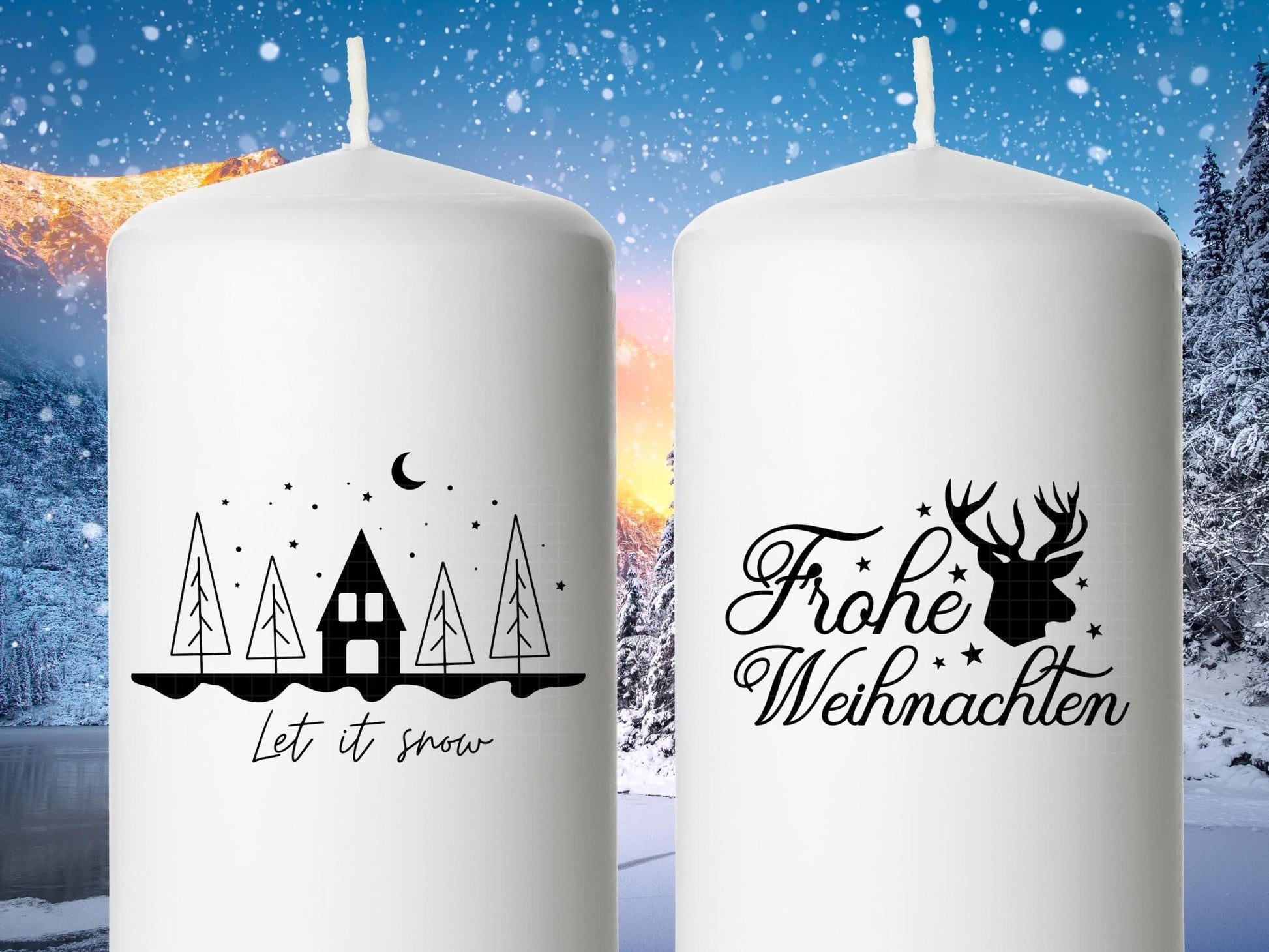 Stumpenkerzen Weihnachten PDF - Kerzentattoo Vorlage - Kerzensticker - Weihnachtszauber - Adventskerzen - Winterlicht - Rub ons Weihnachten - EmidaDesign