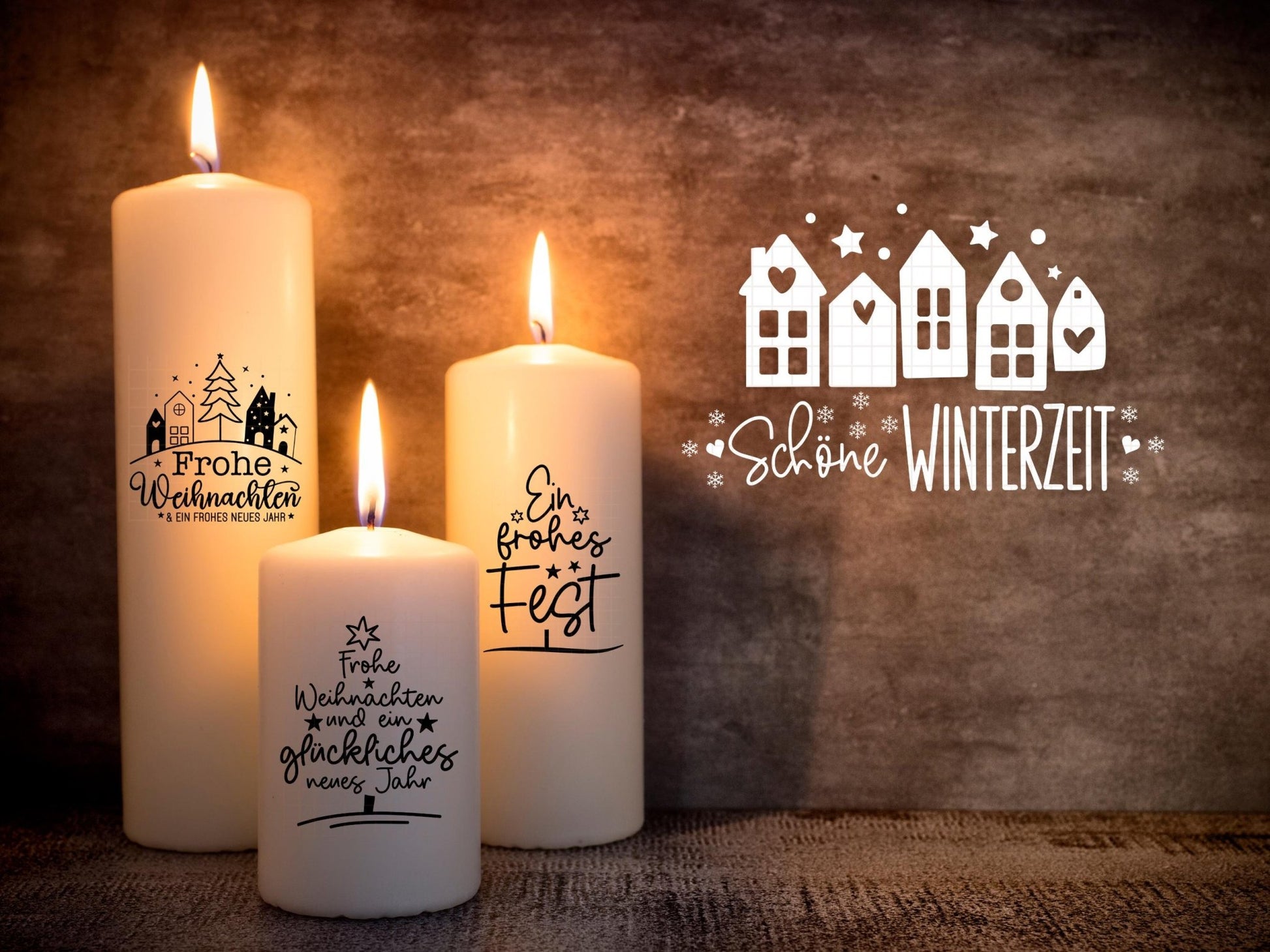 Stumpenkerzen Weihnachten PDF - Kerzentattoo Vorlage - Kerzensticker - Weihnachtszauber - Adventskerzen - Winterlicht - Rub ons Weihnachten - EmidaDesign