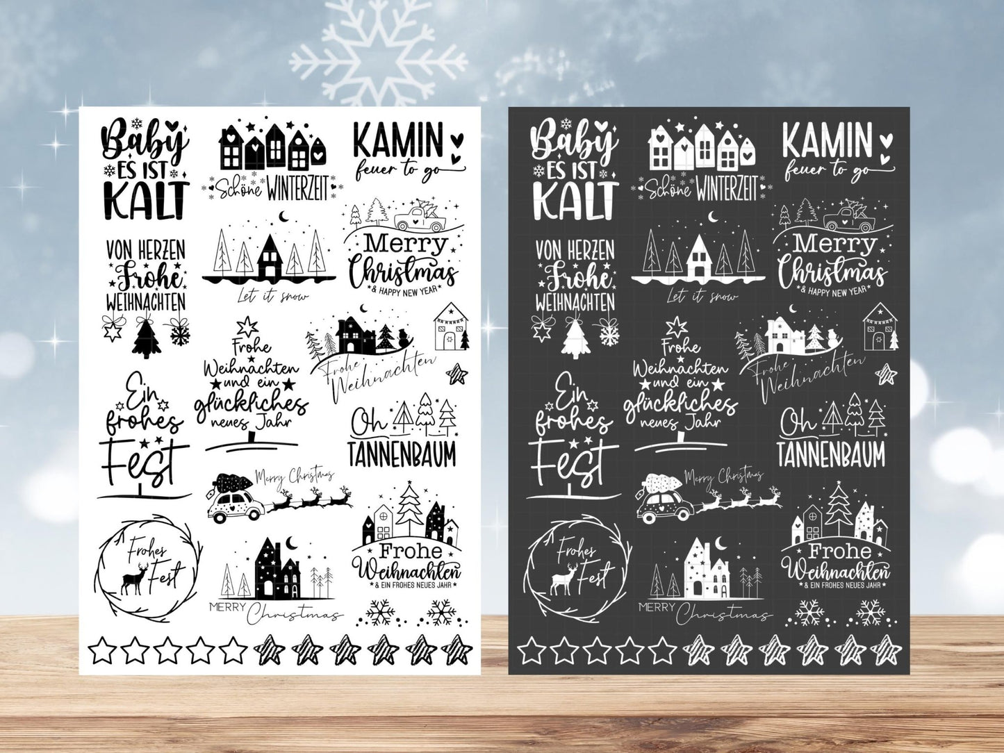 Stumpenkerzen Weihnachten PDF - Kerzentattoo Vorlage - Kerzensticker - Weihnachtszauber - Adventskerzen - Winterlicht - Rub ons Weihnachten - EmidaDesign