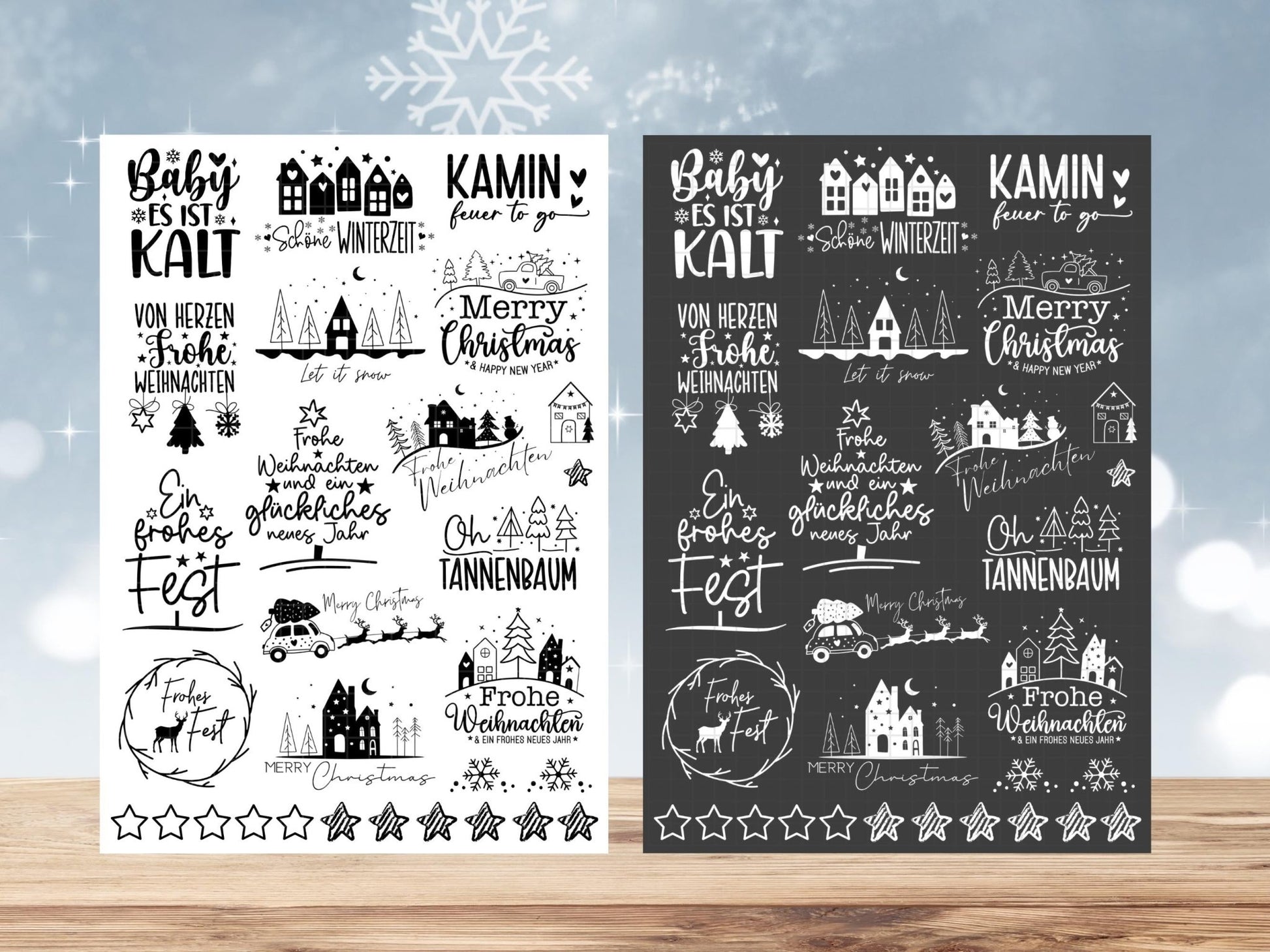 Stumpenkerzen Weihnachten PDF - Kerzentattoo Vorlage - Kerzensticker - Weihnachtszauber - Adventskerzen - Winterlicht - Rub ons Weihnachten - EmidaDesign