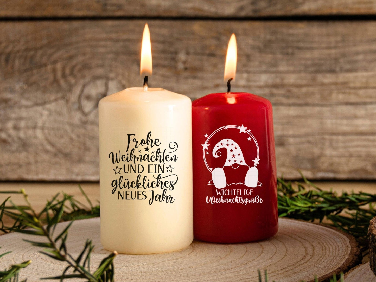 Stumpenkerzen Weihnachten PDF - Kerzentattoo Vorlage - Kerzensticker - Weihnachtszauber - Wichtel - Winterlicht - Rub ons Weihnachten - EmidaDesign