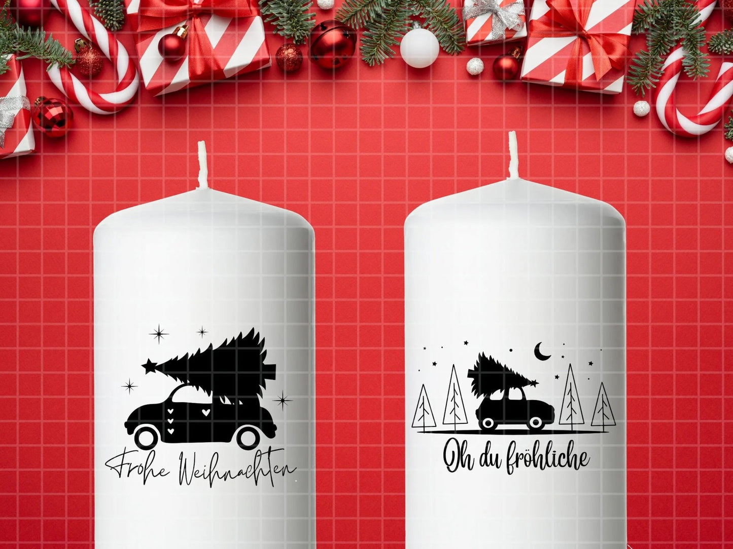 Stumpenkerzen Weihnachten PDF Vorlage - Kerzentattoo Kerzensticker - Weihnachtszauber - Adventskerzen - Winterlicht - Große Kerzen gestalten - EmidaDesign